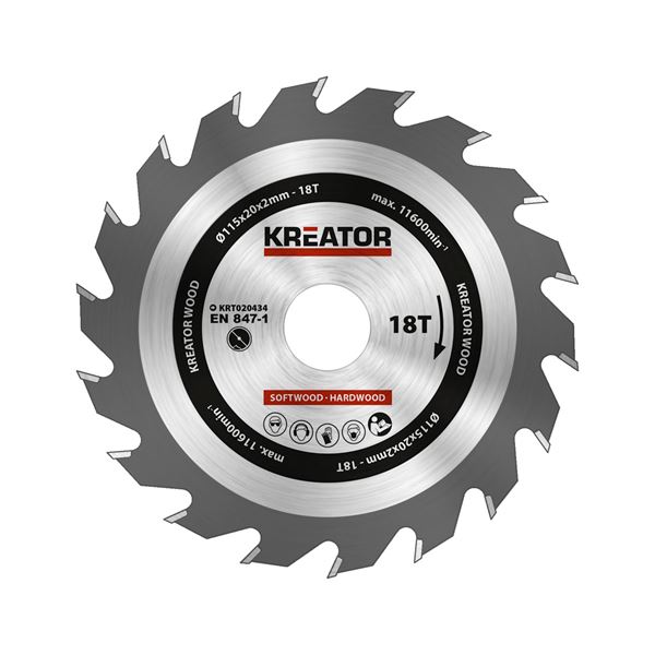 דיסק חיתוך לעץ  115x20x2.0 מ"מ KRT020434  18T