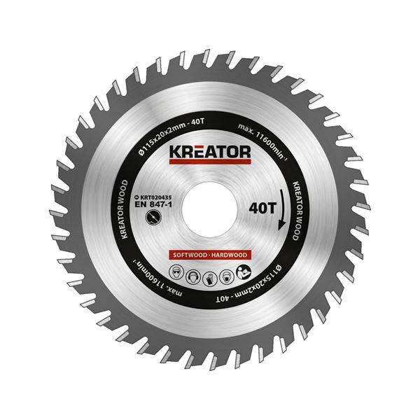 דיסק חיתוך לעץ  115x20x2.0 מ"מ KRT020435  40T