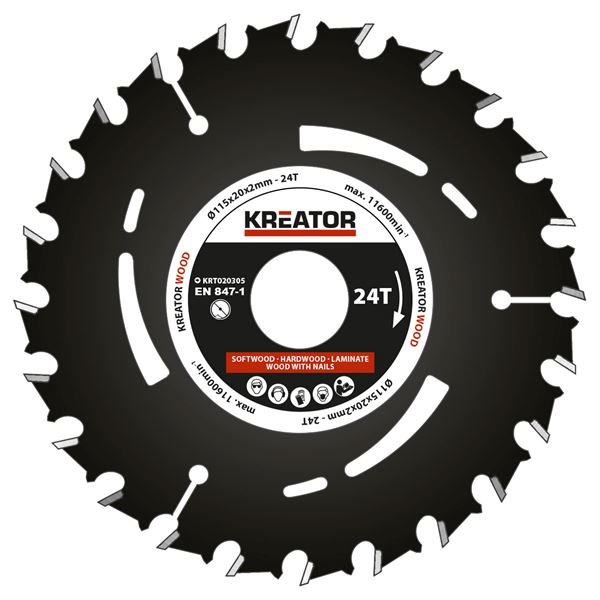 דיסק חיתוך לעץ  115x20x2.0 מ"מ  KRT020305  24T