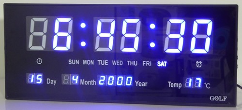 3615B שעון קיר לד חשמלי בכחול GOLF