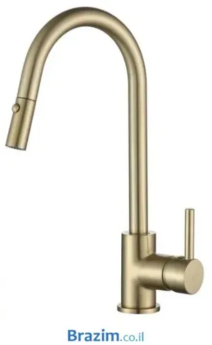 ברז נשלף גבוה למטבח ורד 12254 מבית Vered בגימור זהב מט.
