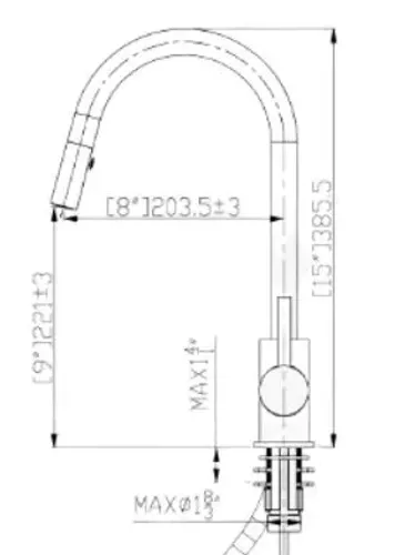 ברז נשלף גבוה עם פיה זהב מט, דגם 12254 של ורד.