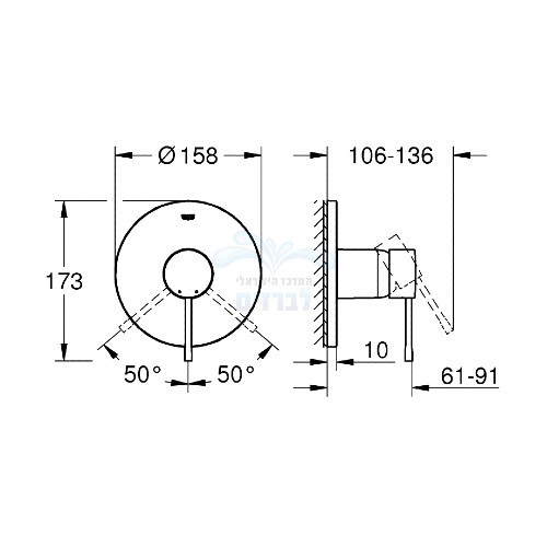 מידות 24057GN1 GROHE | סט אינטרפוץ קומפלט 3 דרך ESSENCE New Grohe 24057GN1 | זהב מוברש גרואה.