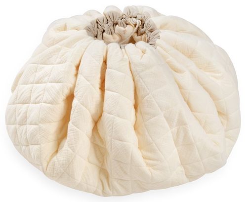 משטח פעילות עגול משולב סל אחסון מבד 100% כותנה טטרא - פו הדוב בז'