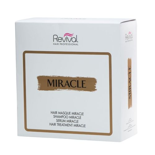 מארז MIRACLE מירקל לשיקום השיער: שמפו+ מסכה+ סרום REVIVAL רביבל