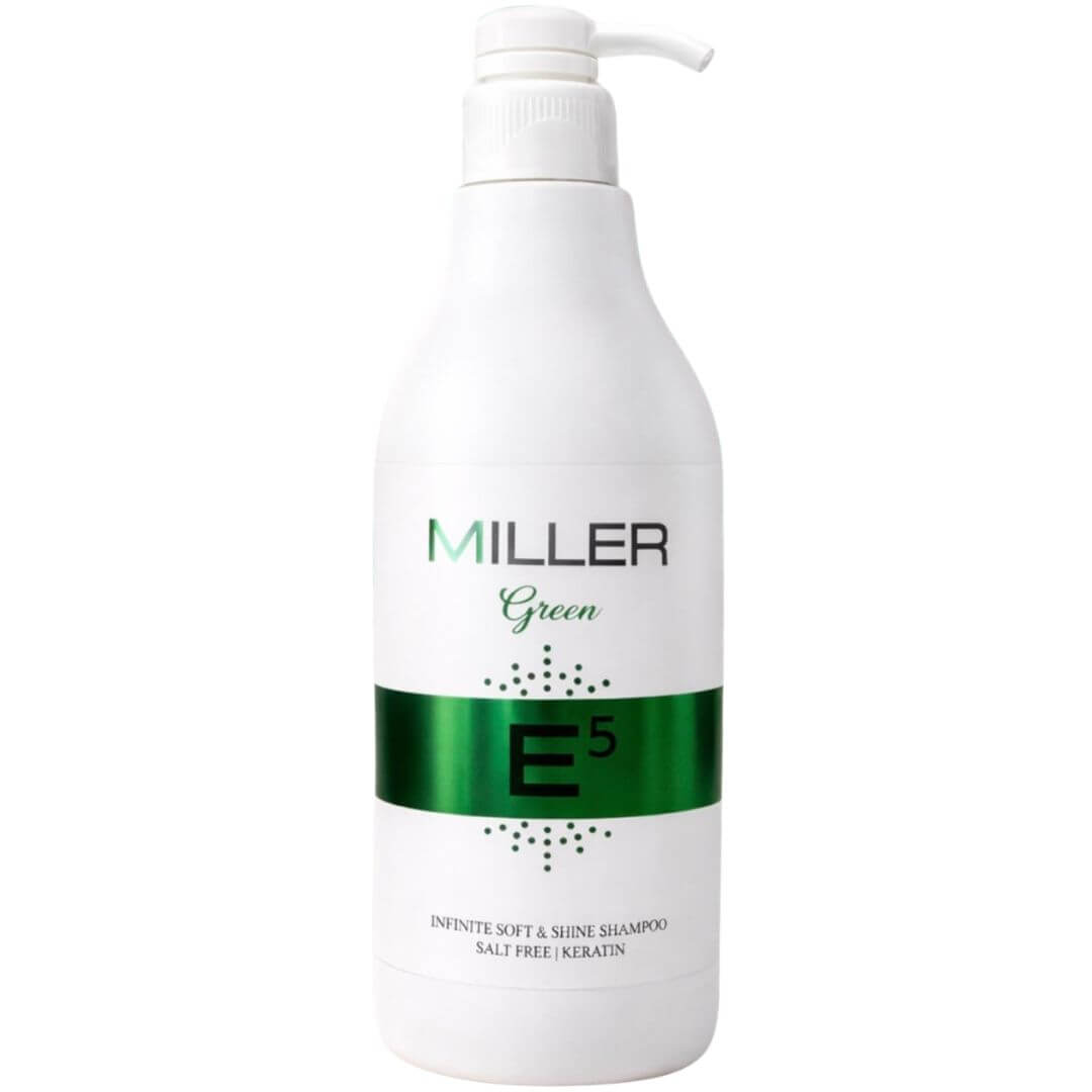 שמפו קרטין ללא מלחים MILLER E5 לשיער יבש ופגום הסדרה הירוקה מילר 1000 מ"ל