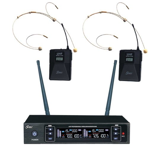 זוג מיקרופונים מדונה UHF עם תדר משתנה SEER