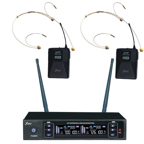 זוג מיקרופונים מדונה UHF עם תדר משתנה SEER