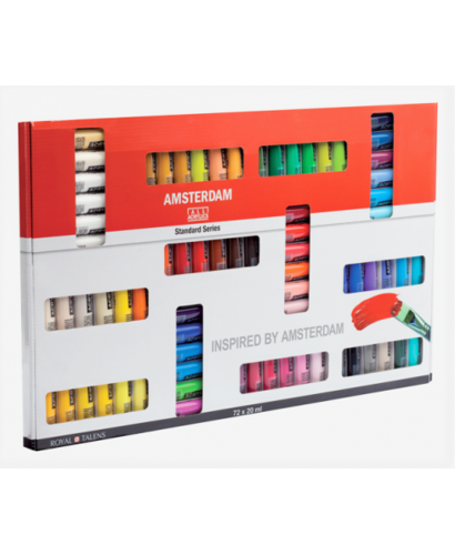 סט 72 צבעי אקריליק AMSTERDAM, שפורפרות 20 מ