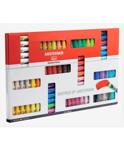 סט 72 צבעי אקריליק AMSTERDAM, שפורפרות 20 מ"ל
