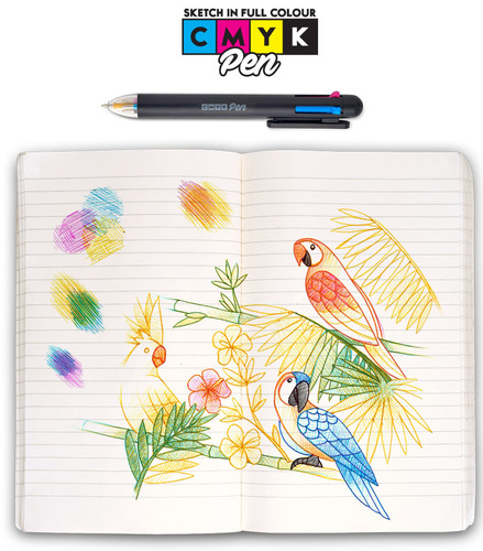 עט אמנות 4 צבעים יוצרים את כל הצבעים CMYK Pen