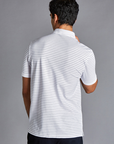 חולצת פולו  - Pique Polo - White & Navy