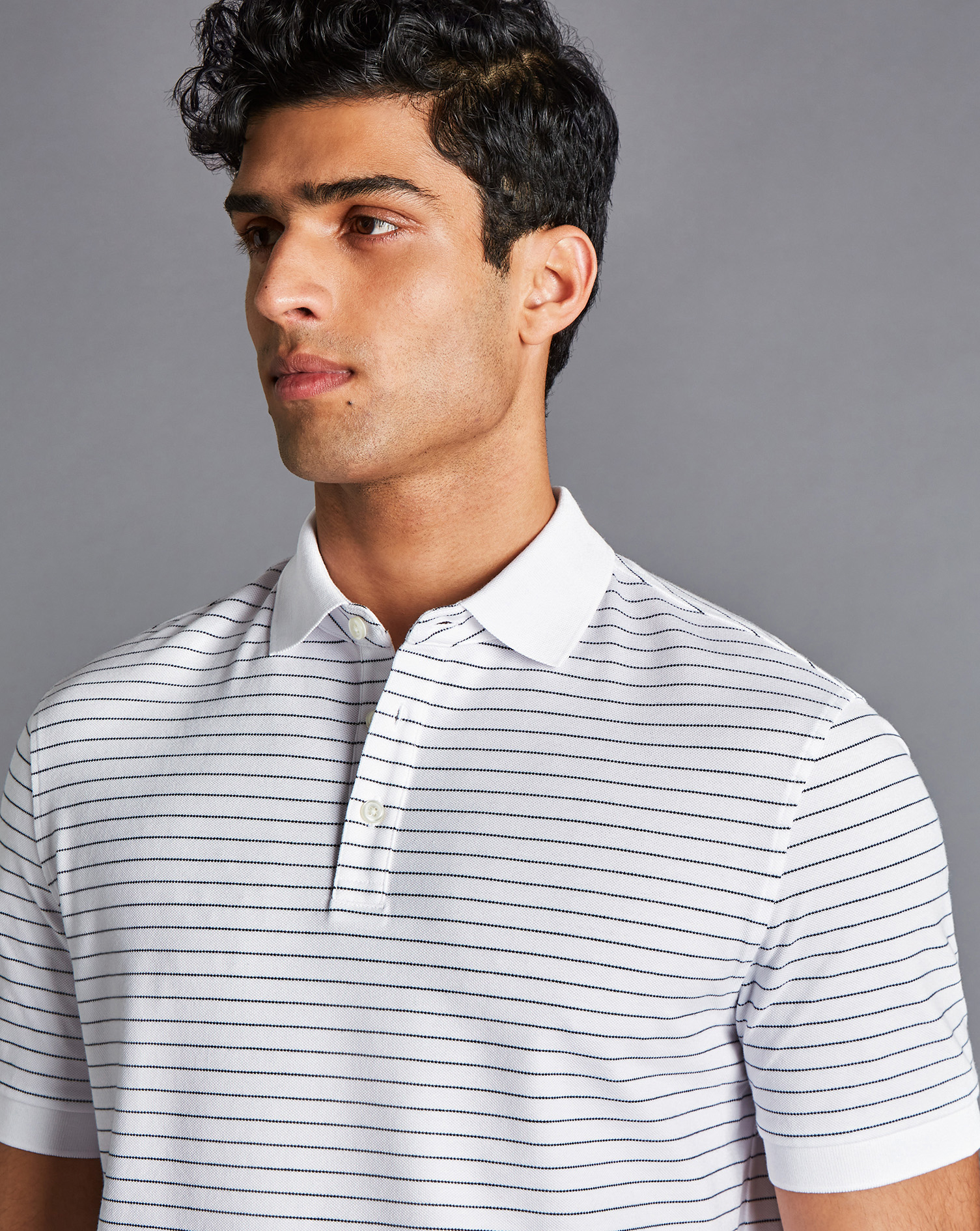 חולצת פולו  - Pique Polo - White & Navy