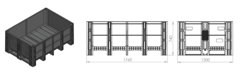 מאצרה לקובית IBC ללא סורג 176*120*h74
