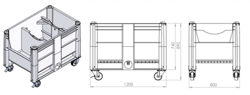מאצרה לחבית שוכבת עם גלגלים 120*80*h89