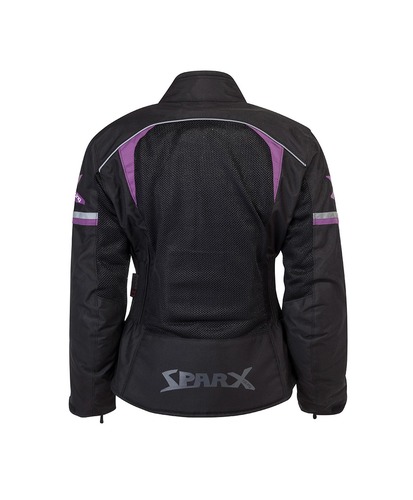 מעיל רב עונתי נשים SPARX FORCE LADIES בצבע שחור וסגול עם מיגונים איכותיים בכתפיים מרפקים ובגב, שתי בטנות פריקות ומערכת אוורור מתקדמת