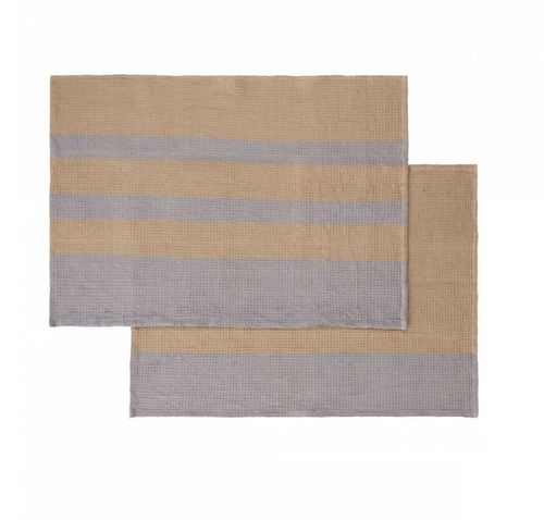  זוג מגבות מטבח פסים אפור בהיר וברונזה GANO tea towels