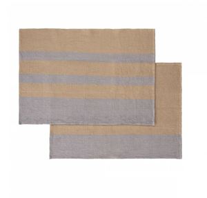  זוג מגבות מטבח פסים אפור בהיר וברונזה GANO tea towels
