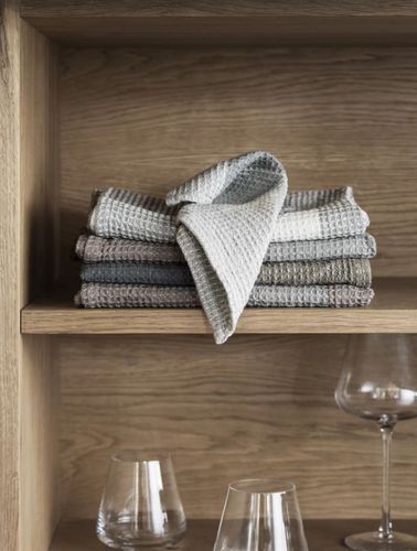  זוג מגבות מטבח פסים טאופ וקרם GANO tea towels