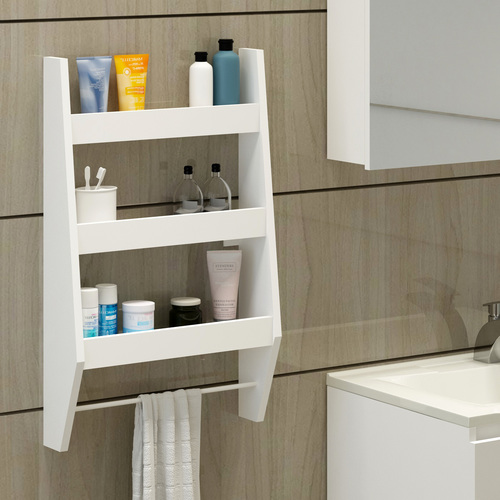 מדף תליה 3 קומות רב שימושי עם מתקן למגבת מדורג דגם אופק 