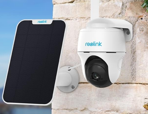מצלמה חיצונית סלולרית 5MP + פאנל סולארי Reolink Go PT Plus