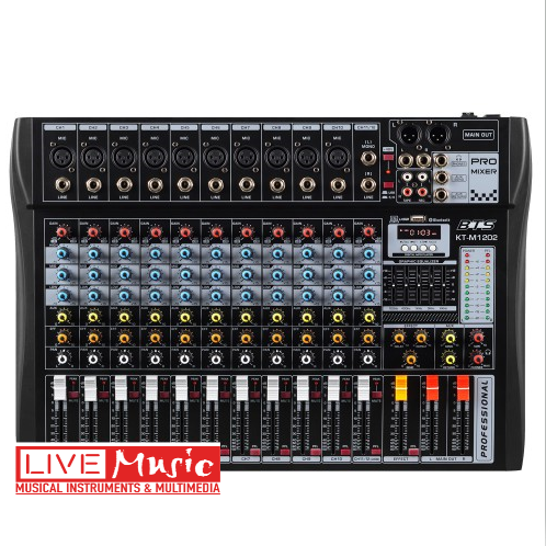 מיקסר 12 ערוצים עם MP3 כולל מסך MIX KT-M1202