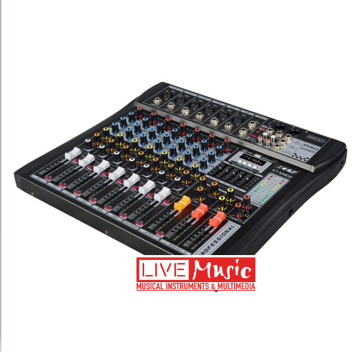 מיקסר 6 ערוצים XLR כולל אפקטים / בלותוס/ EQ / USB סליידים KARSECT KT-M0802