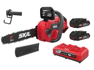 מסור שרשרת נטען Brushless (2X20V) 40V להב "14 (35 ס"מ) + 2 סוללות 2.5Ah מטען כפול דגם GS1E0540CA SKIL