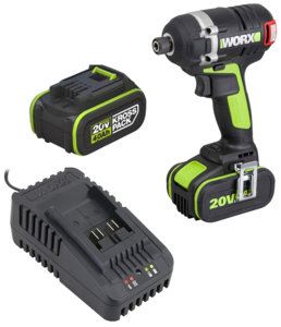 מברגת אימפקט נטענת 20V + שתי סוללות 4.0AH דגם Worx WU290