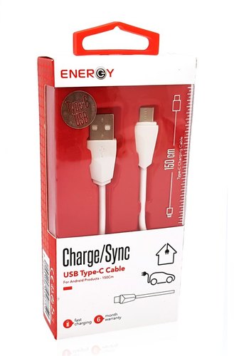כבל ENERGY Data Cable 1.5M USB to Type C לבן