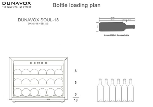 מקרר יין אינטגרלי 18 בקבוקים שחור מתוצרת Dunavox דגם: DAVG-18.46B.TO