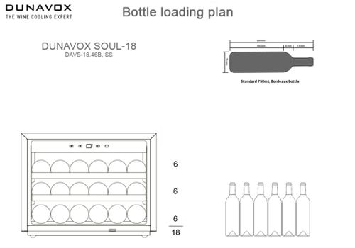 מקרר יין אינטגרלי 18 בקבוקים נירוסטה מתוצרת Dunavox דגם: DAVG-18.46SS.TO