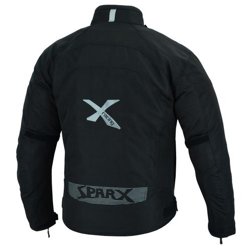 מעיל רב עונתי SPARX MAC לגברים בצבע שחור ולבן עם מיגונים בכתפיים ומרפקים, שתי בטנות פריקות וכיסים מרופדים לרכיבה בטוחה ונוחה