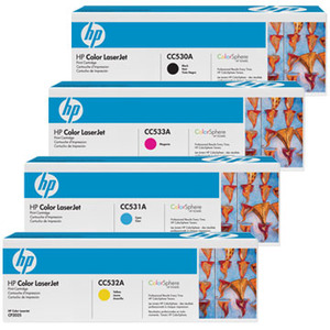 סט 4 טונרים מקוריים HP CC530/531/532/533A