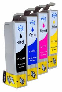 סט 4 ראשי דיו שחור וצבע תואם אפסון T1295 Epson