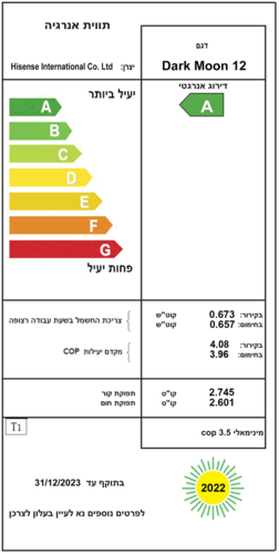 מזגן עילי DARK MOON 12