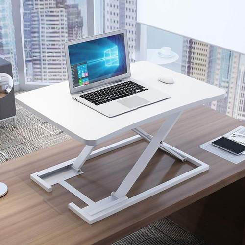 עמדת עבודה למחשב נייד | שולחן מחשב מתכוונן ישיבה או עמידה - לבן