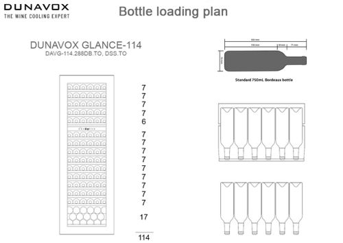 מקרר יין אינטגרלי 114 בקבוקים שחור מתוצרת Dunavox דגם:DAVG-114.288DB.TO