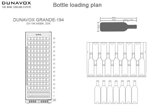 מקרר יין אינטגרלי 183 בקבוקים נירוסטה מתוצרת Dunavox דגם: DX-194.490SSK