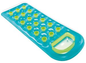 מזרן כוסות מתנפח עם כרית ראש וחלון - כחול/ירוק