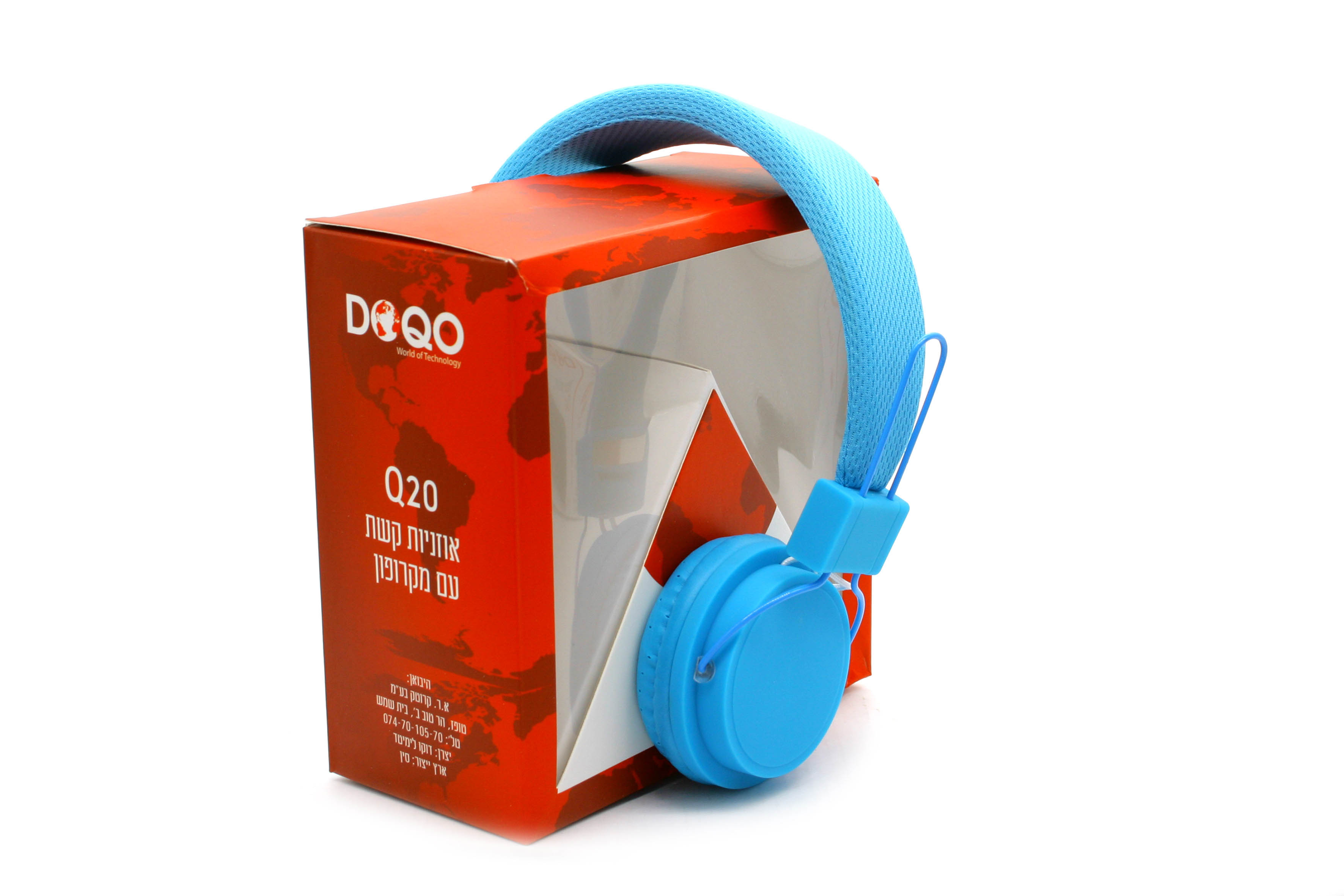 אוזניות קשת עם מיקרופון - כחול DOQO Q20