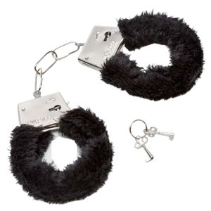 זוג אזיקי מתכת עם פרווה ומפתחות (מגוון צבעים)