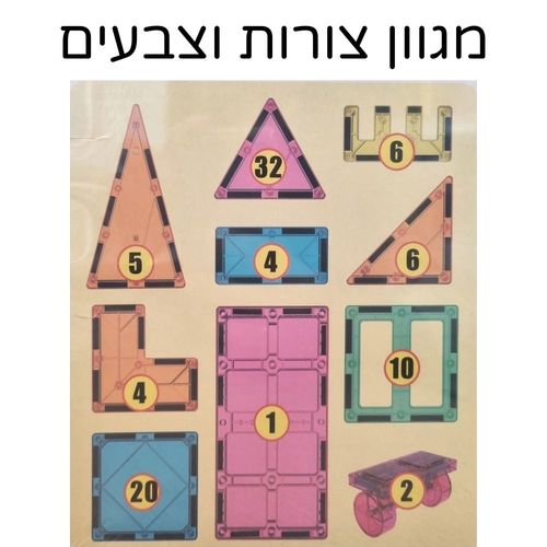 מאגיס משחק הרכבה ובנייה 100 חלקים מגנטים להרכבת צורות ודגמים בתלת מימד