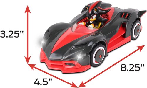 מכונית מירוץ SONIC עם שלט רחוק, כפתור טורבו בוסט ודמות שאדו הקיפוד