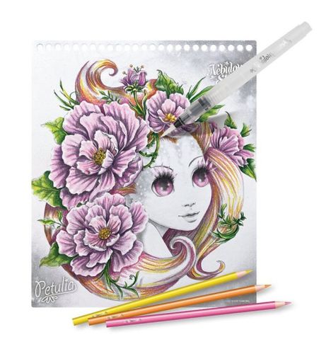 נבולוס - חוברת צבעי מים עם 15 עפרונות, מכחול ומברשת