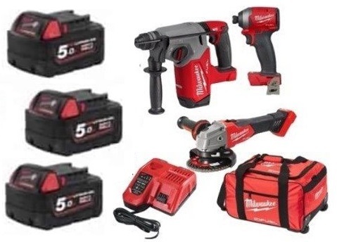 סט דבלין 3 כלים 3 סוללת 5A דגם Milwaukee Dublin Packout Fuel 18V