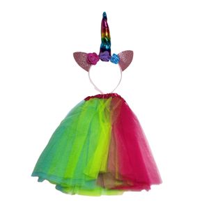 סט תחפושת של חצאית טוטו צבעונית וקשת חד קרן