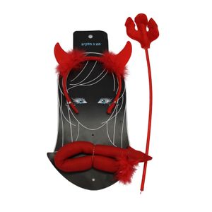 סט תחפושת של שטן עם קשת, קלשון וזנב