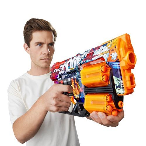 רובה ילדים אקס שוט SKINS כולל 12 חיצי ספוג למשחקי מלחמה עם חברים בחצר - BOOM כתום