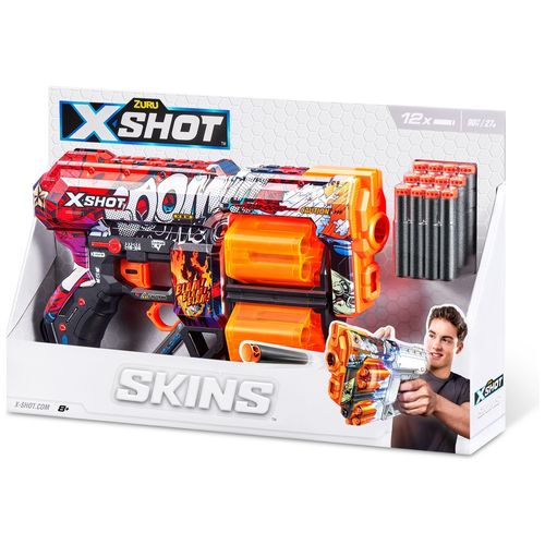 רובה ילדים אקס שוט SKINS כולל 12 חיצי ספוג למשחקי מלחמה עם חברים בחצר - BOOM כתום